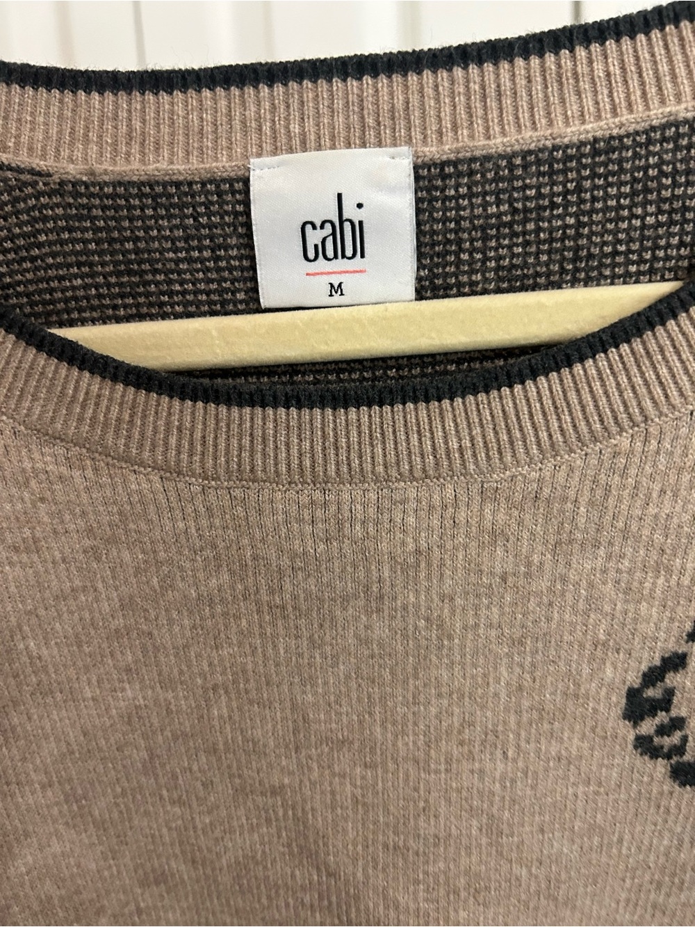 Cabi Cheetah Crew Neck Pullover Sweater Animal Print Tan Beige Sz Medium 4658 - Picture 6 of 7